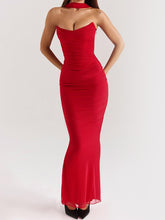 Red Strapless Bodice and High Waist Skirt with Tie Set
