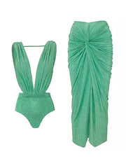 Sparkling Deep V Swimsuit Set