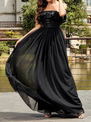 Strapless Sequin Mesh Dress