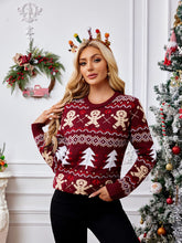 Casual Crewneck Embroidered Sweater �Gingerbread Man