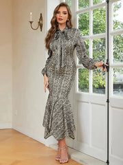 Retro Round Neck Print Dress