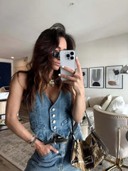 Vintage Casual Denim Vest For Women