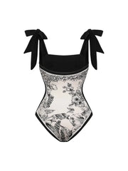 Reversible Vintage Print One Piece Swimsuit