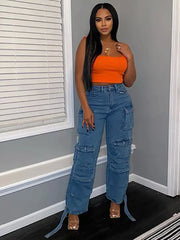 Trendy Multi-Pocket Workwear Denim