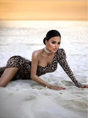 Off-Shoulder Leopard Print Dress