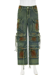 Trendy Contrast Denim Pants