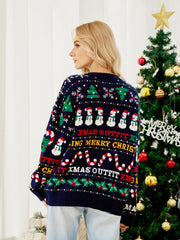 Crewneck SequinSweater �Snowman & ChristmasTree