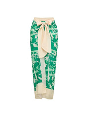 Floral Accent Green Printed Bikini Set