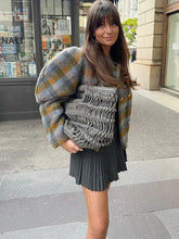 Vintage Color Block Plaid Wool Coat