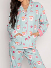 Heart and Lip Print Pajama Set