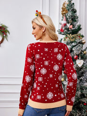 Casual Crewneck Embroidered Sweater �Santa Claus & Penguin