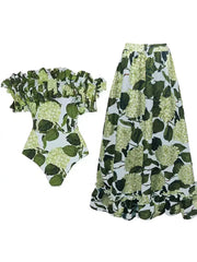Ruffle Hydrangea Bandeau Bikini Set �Floral Sweet Style