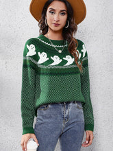 Literary Retro Ghost Pattern Round Neck Knitted Sweater