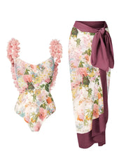 One-Piece Appliqué Bikini Swimsuit