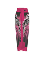 3D Fuchsia Floral Bust Decor Printed Swimsuit