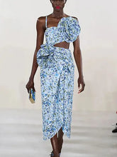 Halter Floral Strapless One-Piece Set