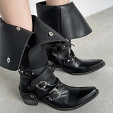 Autumn Belt buckle cowhide Western Boots