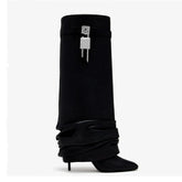 spring Metal buckle Pleated Trouser legs Boots