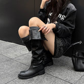 Autumn Black cowhide Riding Boots