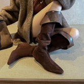 Autumn Cow suede Wedges Over the knee Boots