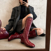 Autumn Cowhide Sewing Plaid Modern Boots