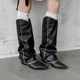 Autumn cowhide embroidery Trouser legs Boots
