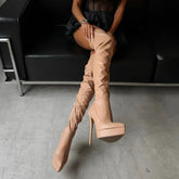 Spring Platform Elastic Thigh high Boots