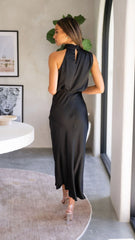 Curve Satin Ruched Halter Neck Maxi Dress In Orchid