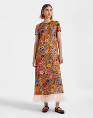 Floral - Printed Feather - Hem Dress