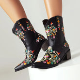 Embroidery Western Boot Women Ankle Boots