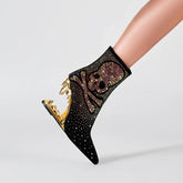Kakay's Water Diamond Super High Heel Wolf Teeth Tiger Teeth Shaped Heel Women's Short Boots