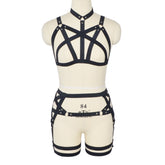 Latina Sexy Valentines Lingerie Set Women Black Body Harness Lingerie Strapy Bra Panties