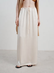 French Satin High-Waist Skirt