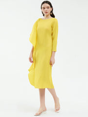 Ladies' High-End Asymmetrical Solid Color Patchwork Dress
