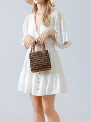 Handwoven Wooden Bead Square Bag