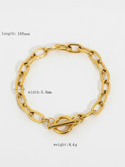 Rectangular Link T-Bar Bracelet - Gold