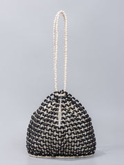 Handcrafted Wooden Bead Woven Tote Bag