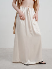 French Satin High-Waist Skirt