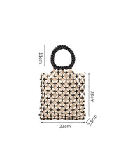 Block Wooden Bead Woven Tote Bag