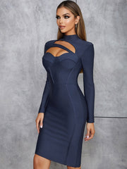 Hollow Backed Long Sleeve Dress