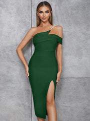 Asymmetric Pearl Strap Backless Dress