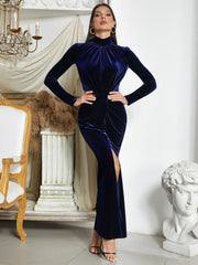 Long Sleeve Cut Out Slit Dress