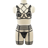 Submissive Sexy Valentines Lingerie Set Hot Strappy Harness Lingerie Chubby Bra Panties