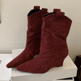 Suede Sexy Wedge Ankle Boots