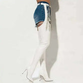 White Sexy Stiletto Heel Belt Buckle Over The Knee Boots