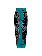 3D Blue Floral Print One-Piece Swimsuit Set