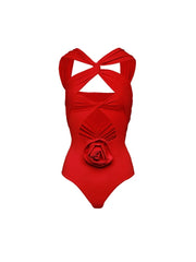 Floral Appliqué Cutout Swimsuit Set