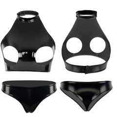 Turtleneck Latex Lingerie Women Peekaboo
