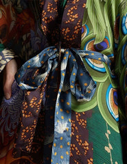 Phoenix Printed With Belt Kimono