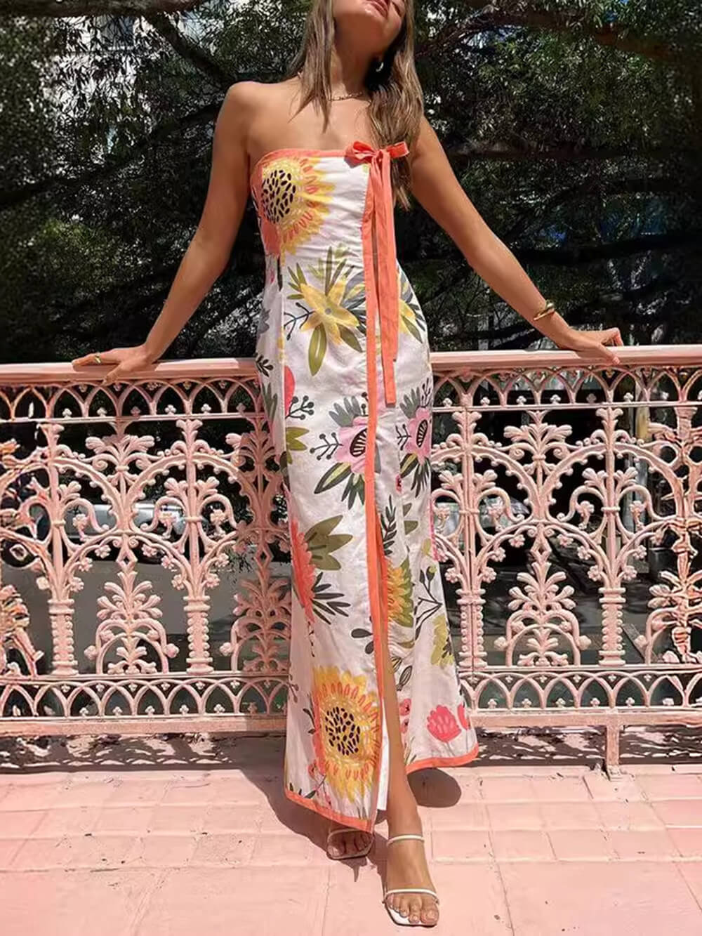Summer Split Wrap Printed Dresses
